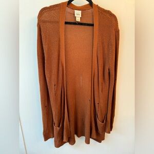 Daytrip Burnt Orange Distressed Cardigan